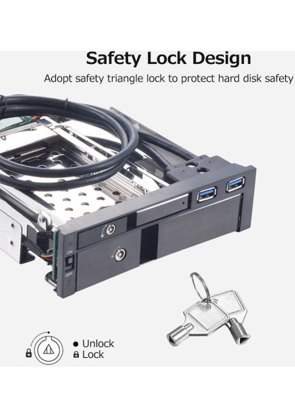 Oem 5,25" Dahili Çift Yuvalı Sabit Disk Kutusu 2,5+3,5 Inç Sata Hdd-Ssd Muhafaza Aletsiz Tasarım