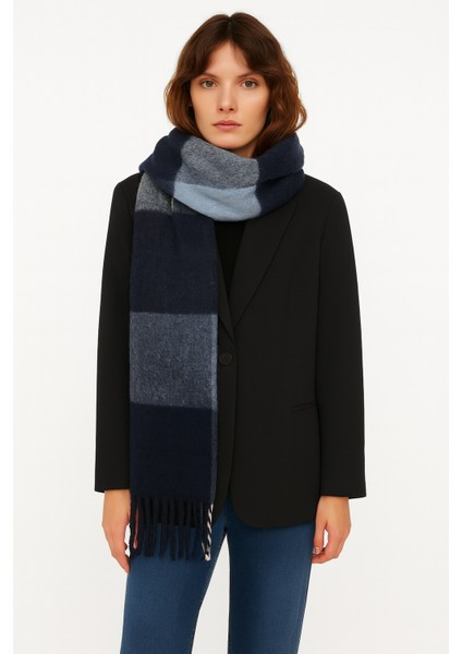 Unisex Puffy Ekoseli Şal Atkı 45X220 cm