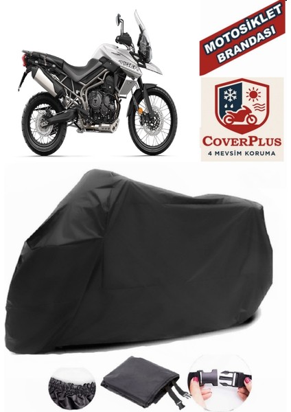 Triumph Tiger 800 Xcx Motor Brandası Siyah Motorsiket Brandası Motor Örtüsü Çadır Su Geçirmez Motosiklet Kılıfı Motor Brandası