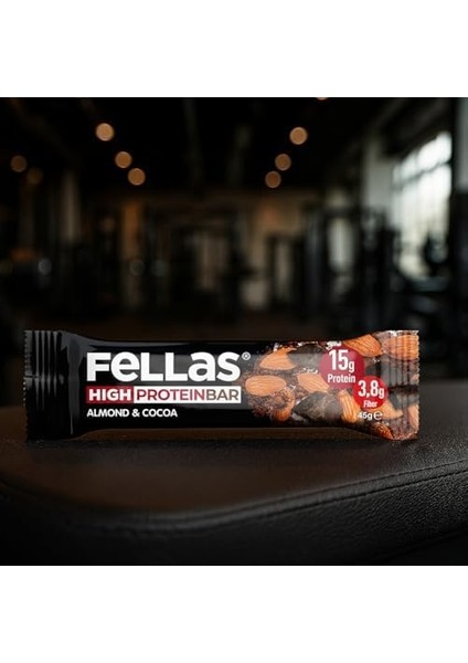Fellas Yüksek Protein Bar, Bademli ve Kakaolu, 45GR x 12 Adet