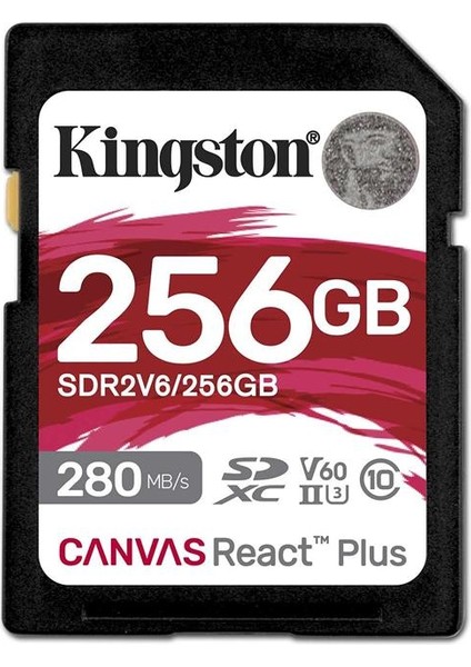 Kingston SDR2V6-256GB Canvas React Plus Sdxc Uhs-Iı 280R-150W U3 V60 For Full Hd-4k Sd Hafıza Kartı