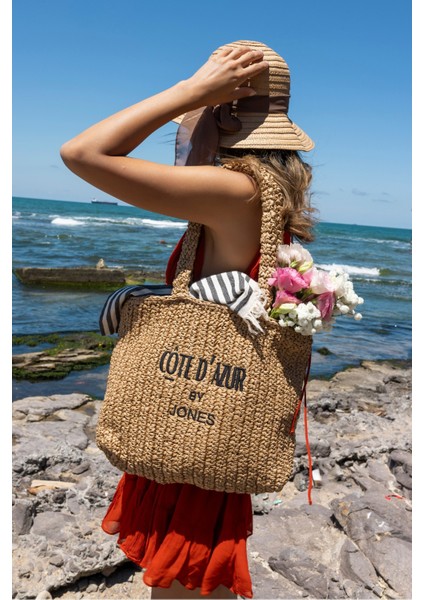 Maja Kadın Bej Hasir Handmade Plaj-Gunluk Çanta