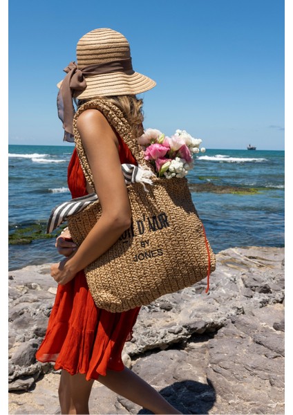 Maja Kadın Bej Hasir Handmade Plaj-Gunluk Çanta