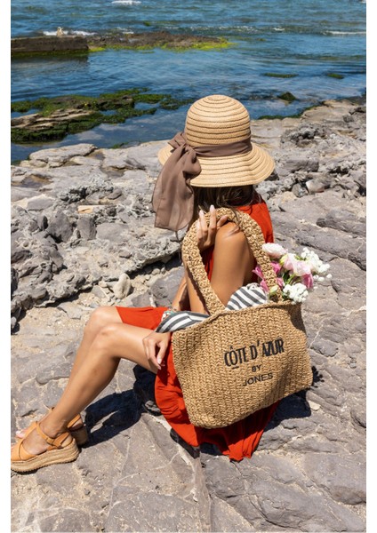 Maja Kadın Bej Hasir Handmade Plaj-Gunluk Çanta
