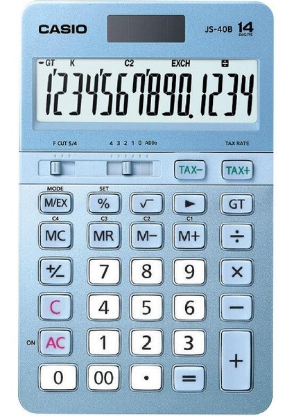Casio JS-40B-BU Mavi Profesyonel 14 Hane Masa Üstü Hesap Makinesi