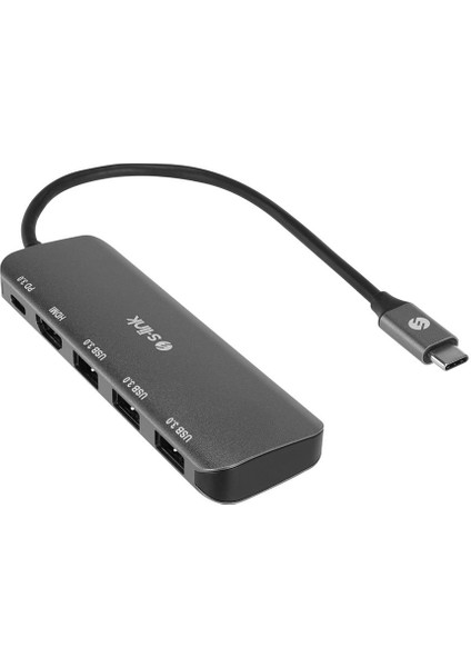 S-Link SW-U518 Gri Metal USB 3.. To 3-Usb3.0, 1-Typec Pd 1-4k HDMI Adaptör