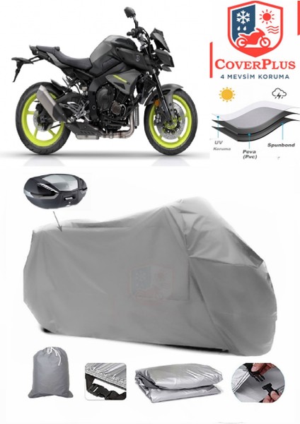 Yamaha Mt-10 Motor Brandası Gri Arka Çanta Uyumlu Motorsiket Brandası Motor Örtüsü Çadır Su Geçirmez Motosiklet Kılıfı Motor Brandası