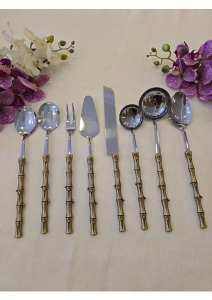 Bambu 8 Parça Servis Kaşık Seti Antik