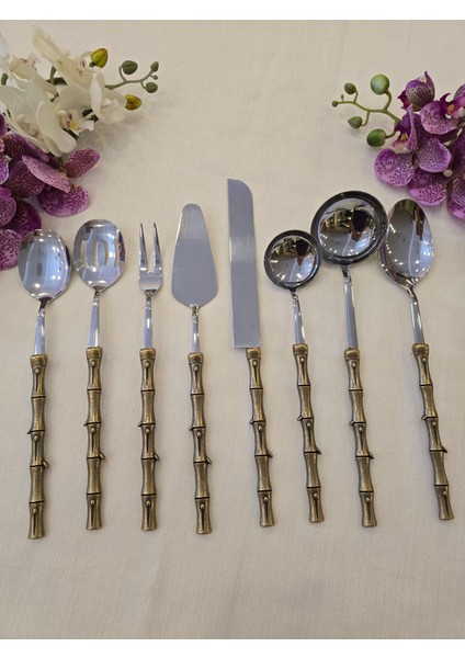 Bambu 8 Parça Servis Kaşık Seti Antik modelleri