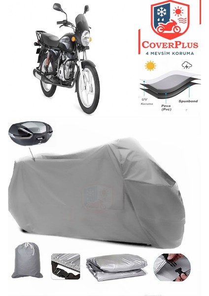 Bajaj Boxer Motor Brandası Gri Arka Çanta Uyumlu Motorsiket Brandası Motor Örtüsü Çadır Su Geçirmez Motosiklet Kılıfı Motor Brandası