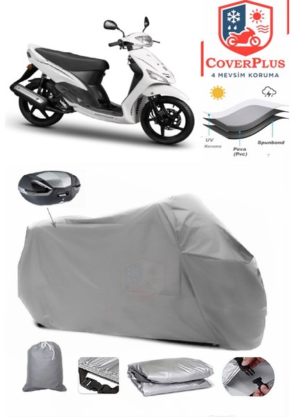 Motoran Moreno 100 Motor Brandası Gri Arka Çanta Uyumlu Motorsiket Brandası Motor Örtüsü Çadır Su Geçirmez Motosiklet Kılıfı Motor Brandası