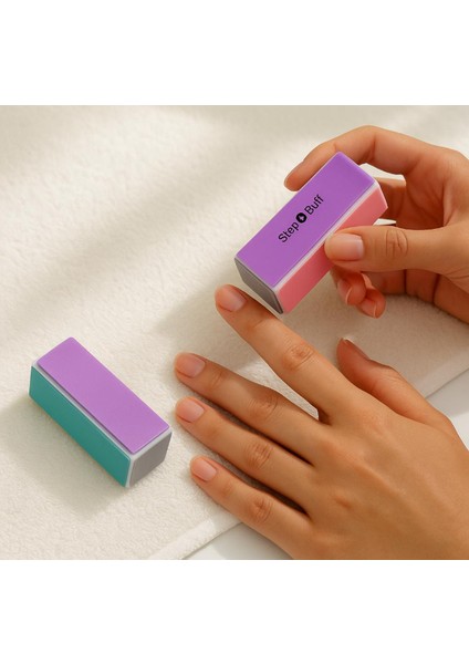 Buffer 4 Ü 1 Arada Renkli Sünger Tırnak Törpüsü - Step 1-4 Profesyonel 1 Adet