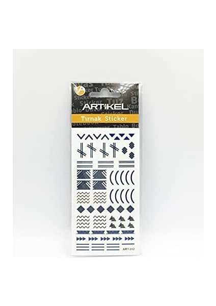 Artikel Mavi Etnik Çizgiler Metalik Tırnak Sticker, Nail Sticker, Nail Art