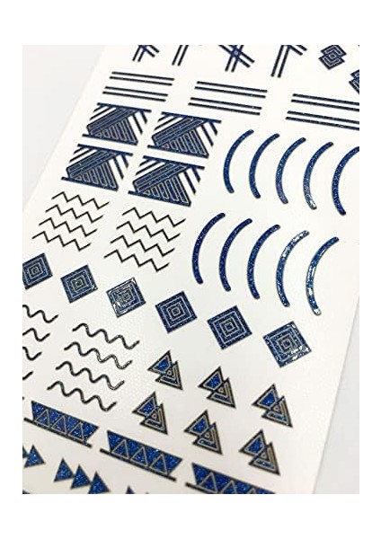 Artikel Mavi Etnik Çizgiler Metalik Tırnak Sticker, Nail Sticker, Nail Art fiyatları