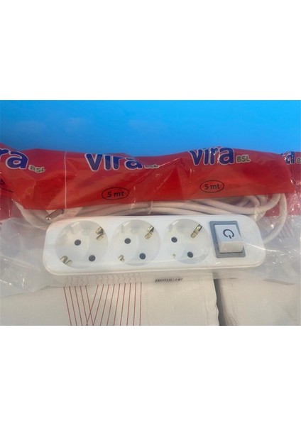 Vira 3lü 3mt Anahtarlı Topraklı Priz