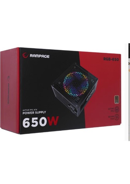 Rampage RGB-650 650W 80 Plus Bronze Aktif Pfc 12CM Rgb Fanlı Power Supply