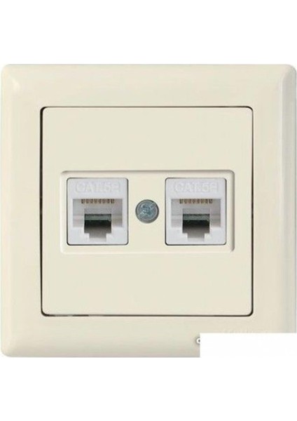 Mutlusan Rita Data Priz 2XRJ45 (Cat6) (2220 141 0101B) Beyaz Blisterli