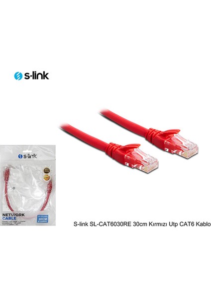 S-Link SL-CAT6030RE 30CM Kırmızı Utp Cat6 Kablo