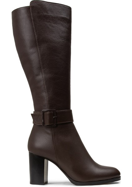 Kadın Hakiki Deri Kahverengi Çizme - A2137ZKHVC01