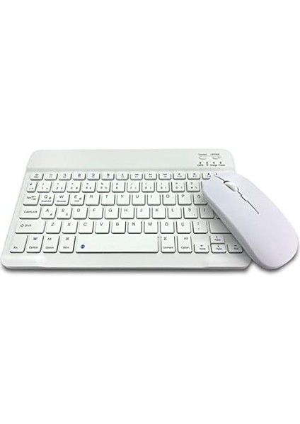 Bluetooth Kablosuz Türkçe Klavye ve Fare ile Mini Şarj Edilebilir Alüminyum Alışım Bluetooth Mouse Süper Hafif Taşınabillir Bluetooth Eşleştirmeli Midi Klavye 25CM x 15CM 2 Renk Seçeneği (Beyaz) fiyatları