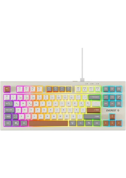 Everest Kb-98 Sılent Tkl Gri-Gri Mavi-Kahve Rainbow Q Membrane Klavye