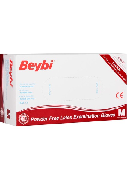 Beybi Lateks Pudrasız (M) Medium Beden Muayene Eldiven 100LÜ Paket