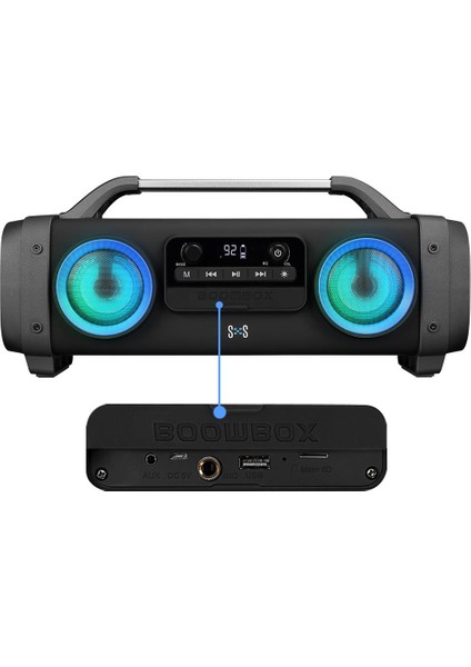 Mikado SH03 Spartan LED Işıklı Bt-Tf-Usb-Aux-Fm-Mıc Grişli Speaker Hoparlör