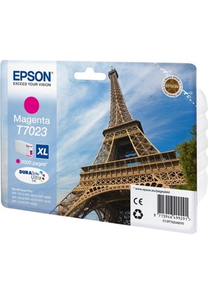 Epson T7023 Magenta Kırmızı 2.000 Sayfa Mürekkep Kartuş T70234010