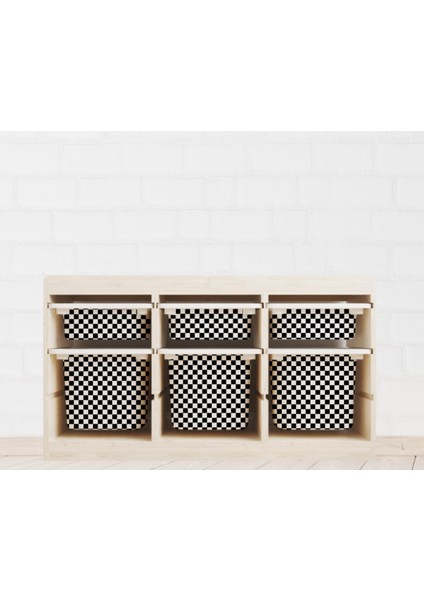 Trofast Siyah Dama Sticker - Çocuk Odası Oyuncak Düzenleme Etiketi - Dayanıklı Folyo