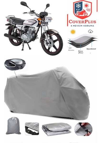 Mondial 100 Uag Motor Brandası Gri Arka Çanta Uyumlu Motorsiket Brandası Motor Örtüsü Çadır Su Geçirmez Motosiklet Kılıfı Motor Brandası