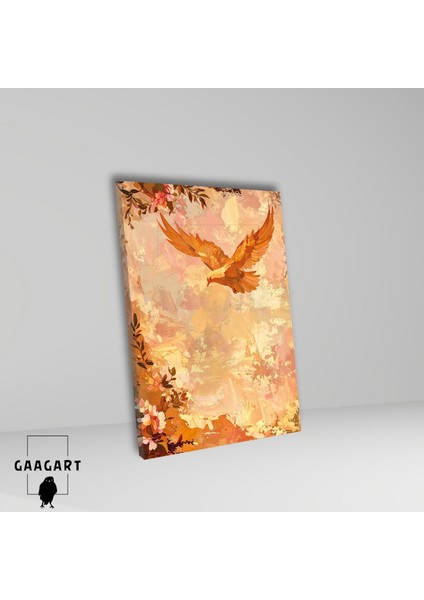 Tekli Dikey Kanvas Tablo Çiçekler ve Kuş Portresi fiyatları
