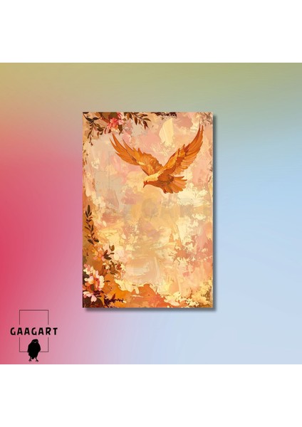 Tekli Dikey Kanvas Tablo Çiçekler ve Kuş Portresi modelleri