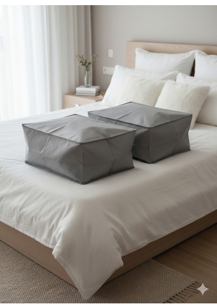 8'li Gri Büyük Baza Altı & Çekyat Tipi Tela Hurç 65X45X22 cm – Fermuarlı Saklama ve Düzenleme Hurcu modelleri