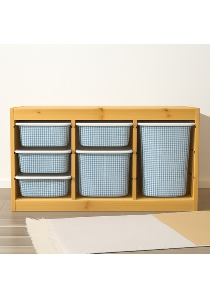 Trofast Mavi Dama Sticker - Çocuk Odası Oyuncak Düzenleme Etiketi - Dayanıklı Folyo