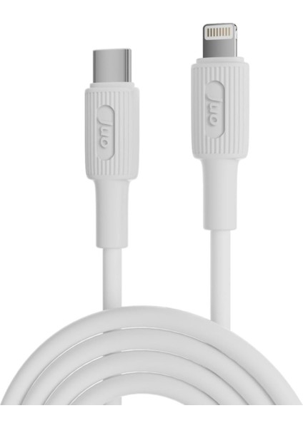 Juo 27W USB Type-C To Lightning iPad Silikon Hızlı Şarj ve Data Kablosu Beyaz 1 Metre
