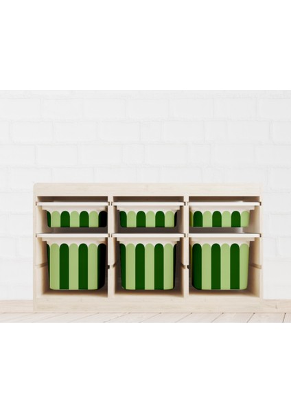 Trofast Yeşil Dalgalı Sticker - Çocuk Odası Oyuncak Düzenleme Etiketi - Dayanıklı Folyo