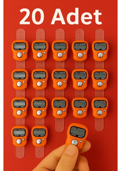 20 Adet Turuncu – Dijital Parmak Tipi Yüzük Tesbih, Namaz Zikir Sayacı