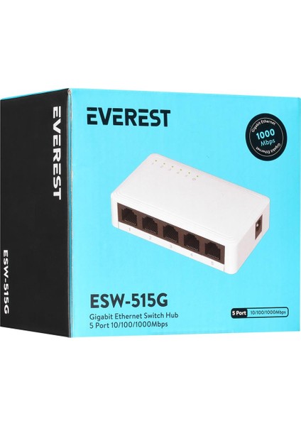 Everest Everlınk ESW-515G 5 Port 10-100-1000MBPS Gigabit Ethernet Masaüstü Ethernet Switch Hub fiyatları