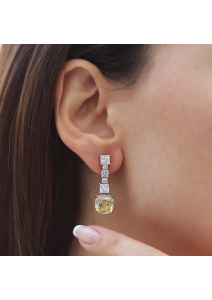 Radiant Sitrin Taşlı Gümüş Küpe