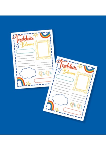 Teşekkür Kartı-Boş-Tebrik Kartı- 2 Li - Not Kartı -Hediye Kartı- Tek Yüzlü Teşekkür Kartı-Öğretmen ve Öğrenci modelleri