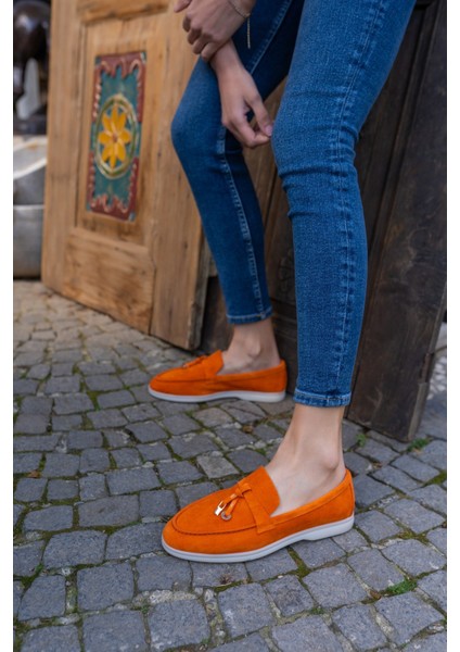 Furry Kadin Orange Gercek Suet Ayakkabi modelleri