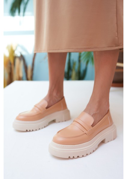 Lopes Kadin Findik Nude Oxford Ayakkabi