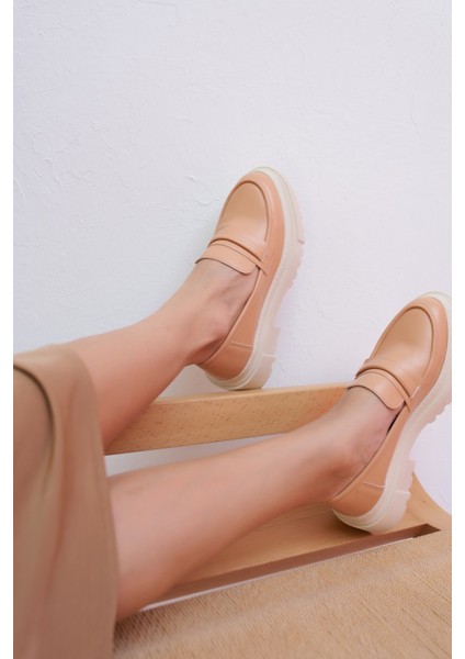 Lopes Kadin Findik Nude Oxford Ayakkabi modelleri