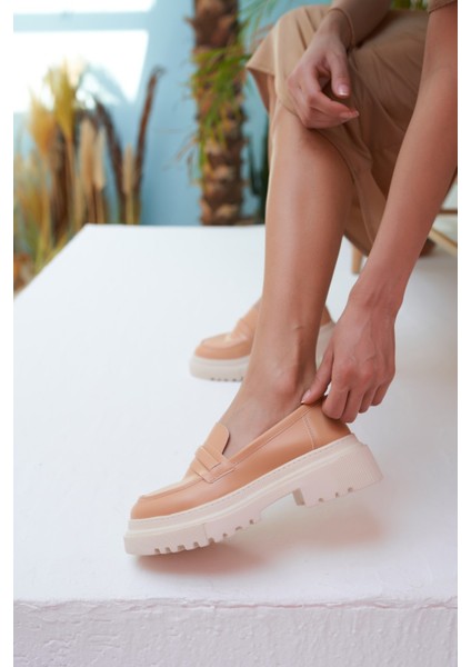 Lopes Kadin Findik Nude Oxford Ayakkabi