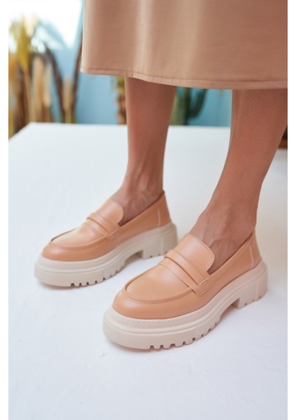 Lopes Kadin Findik Nude Oxford Ayakkabi