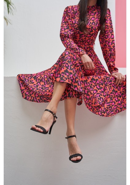 Amelia Kadın Siyah Örgu Detay Topuklu Sandalet fiyatları