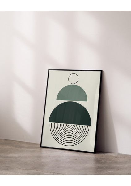 Metal Çerçeveli Gerçek Camlı Tablo, Soyut Yarım Daireler Dijital Baskı, Soyut, Ev,ofis Dekorasyon fiyatları