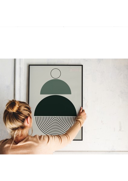 Metal Çerçeveli Gerçek Camlı Tablo, Soyut Yarım Daireler Dijital Baskı, Soyut, Ev,ofis Dekorasyon fırsatları