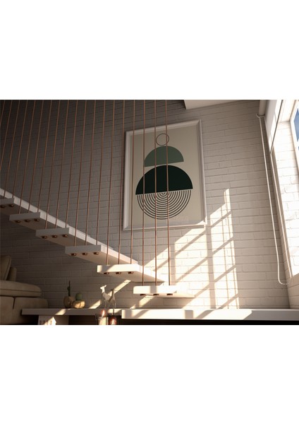 Metal Çerçeveli Gerçek Camlı Tablo, Soyut Yarım Daireler Dijital Baskı, Soyut, Ev,ofis Dekorasyon