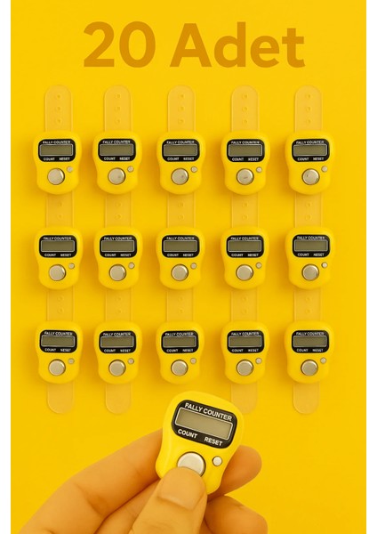20 Adet Sarı – Dijital Parmak Tipi Yüzük Tesbih, Namaz Zikir Sayacı